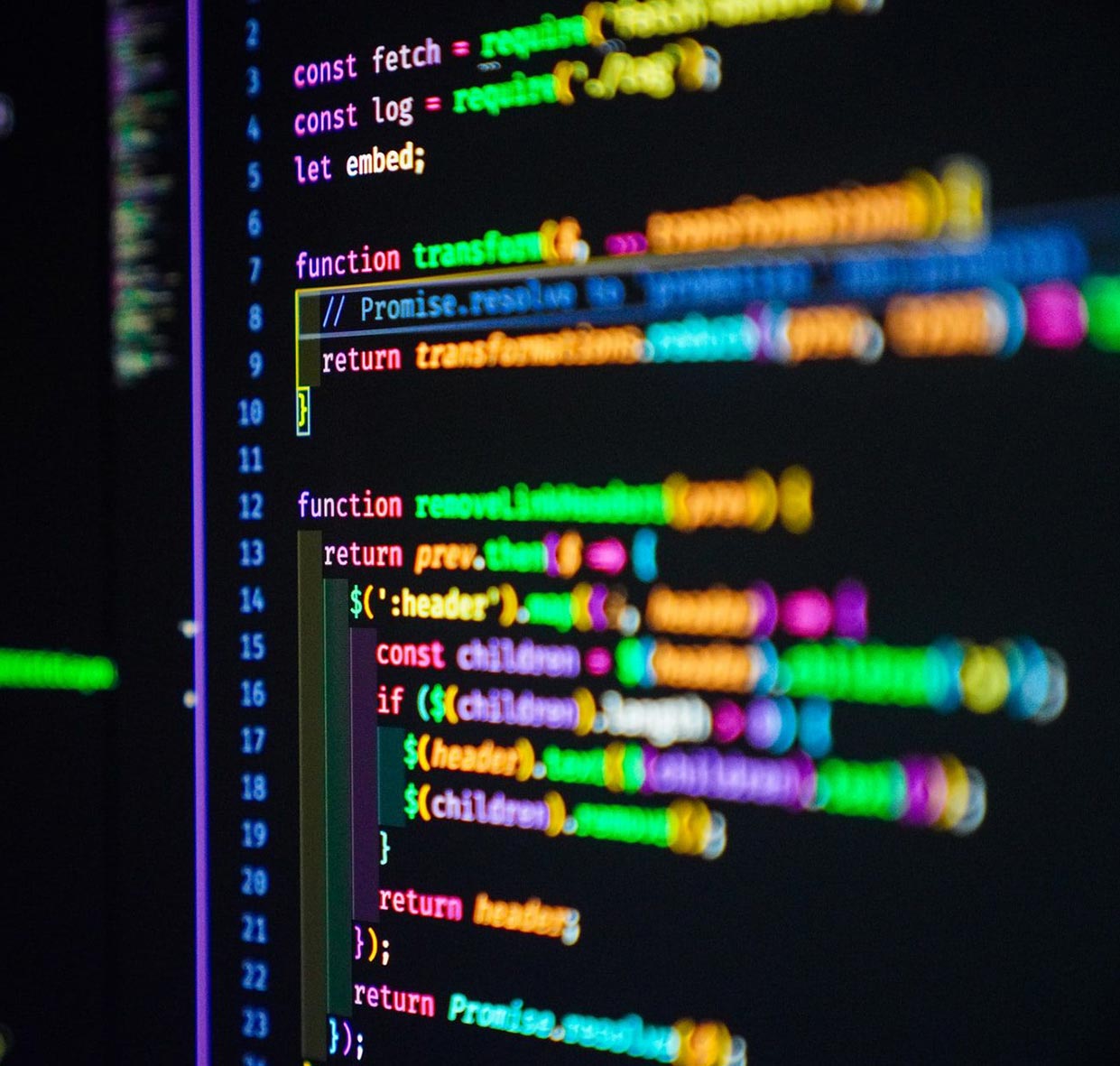 A close up of jQuery development code on a computer monitor.