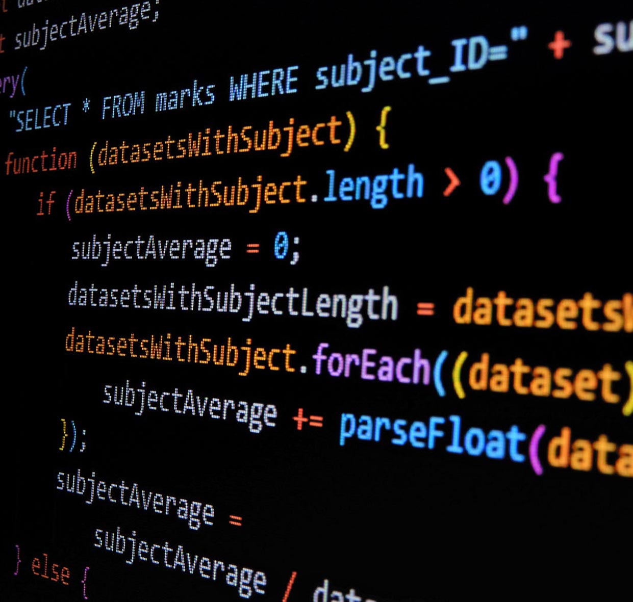 A close up of TypeScript development code on a computer monitor.
